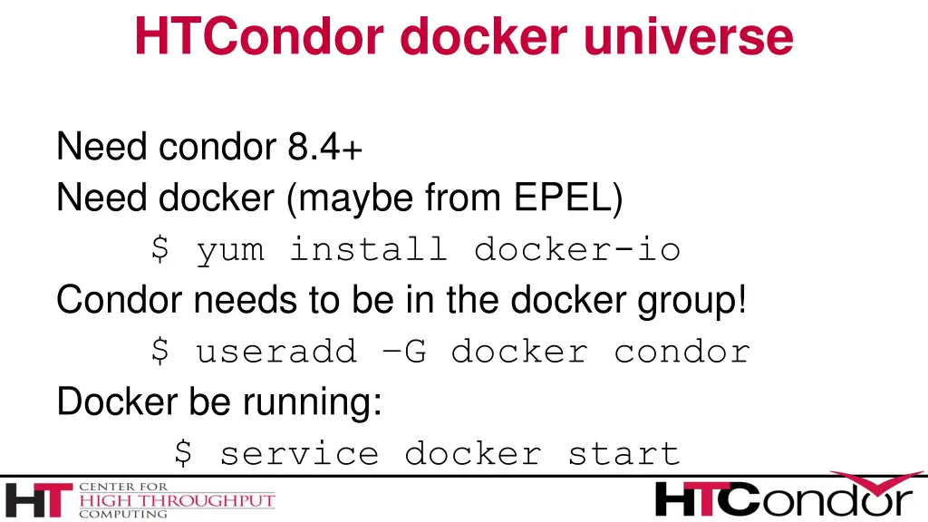 htcondor docker universe