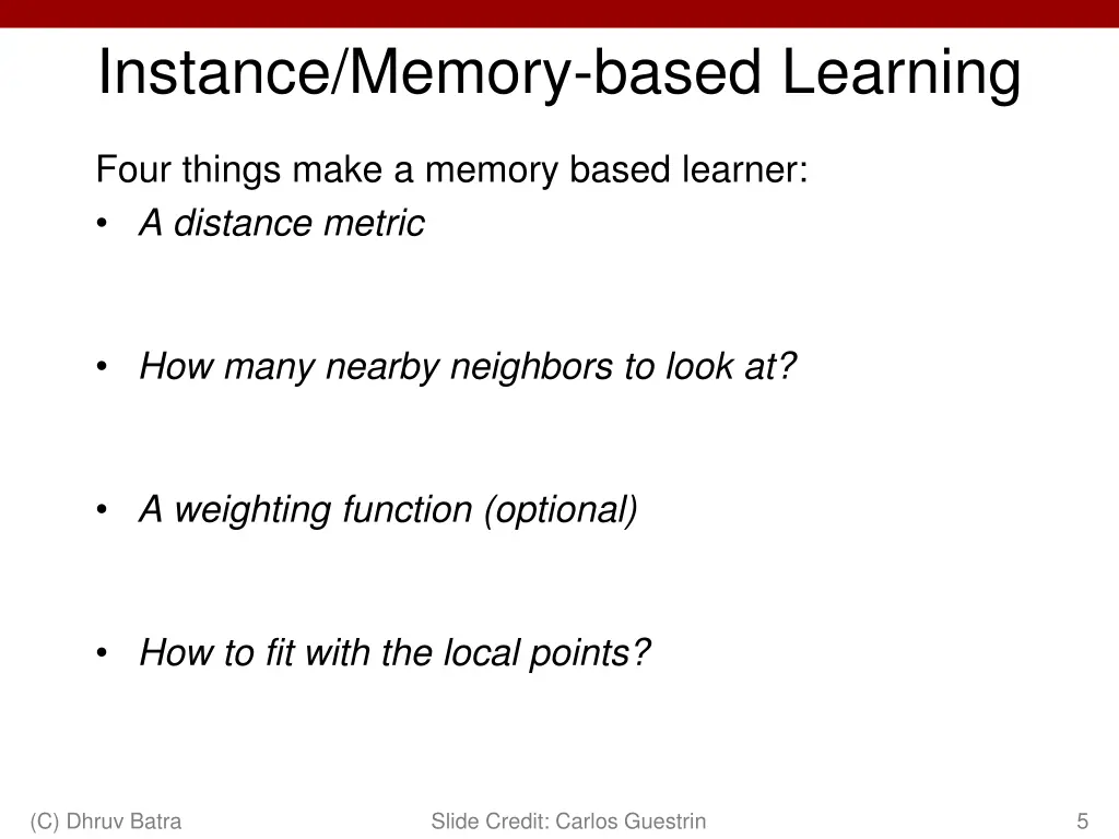 instance memory based learning