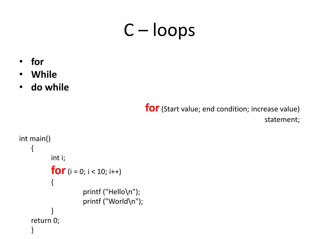 c loops