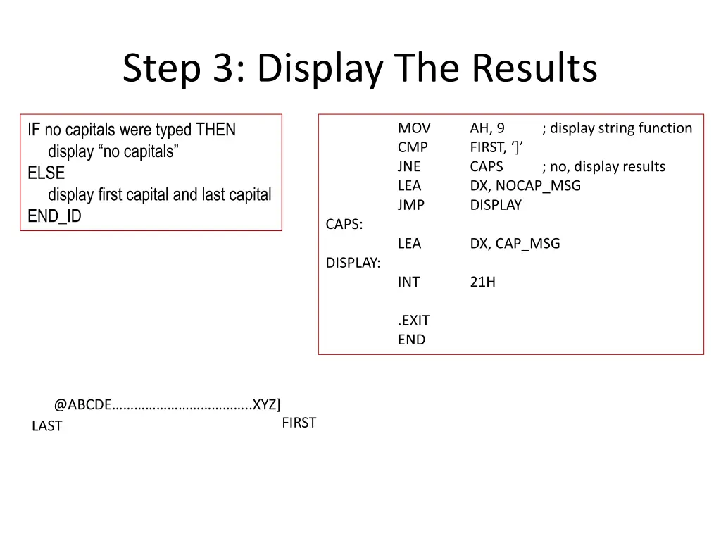 step 3 display the results