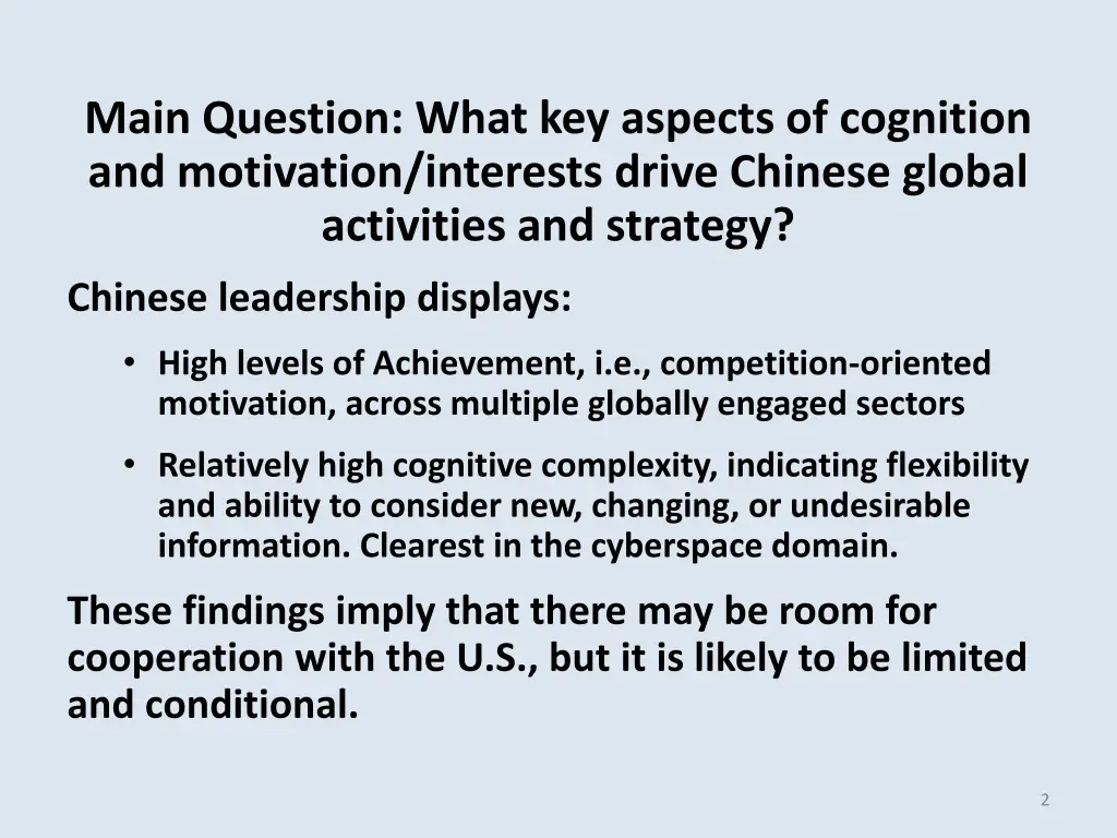 main question what key aspects of cognition