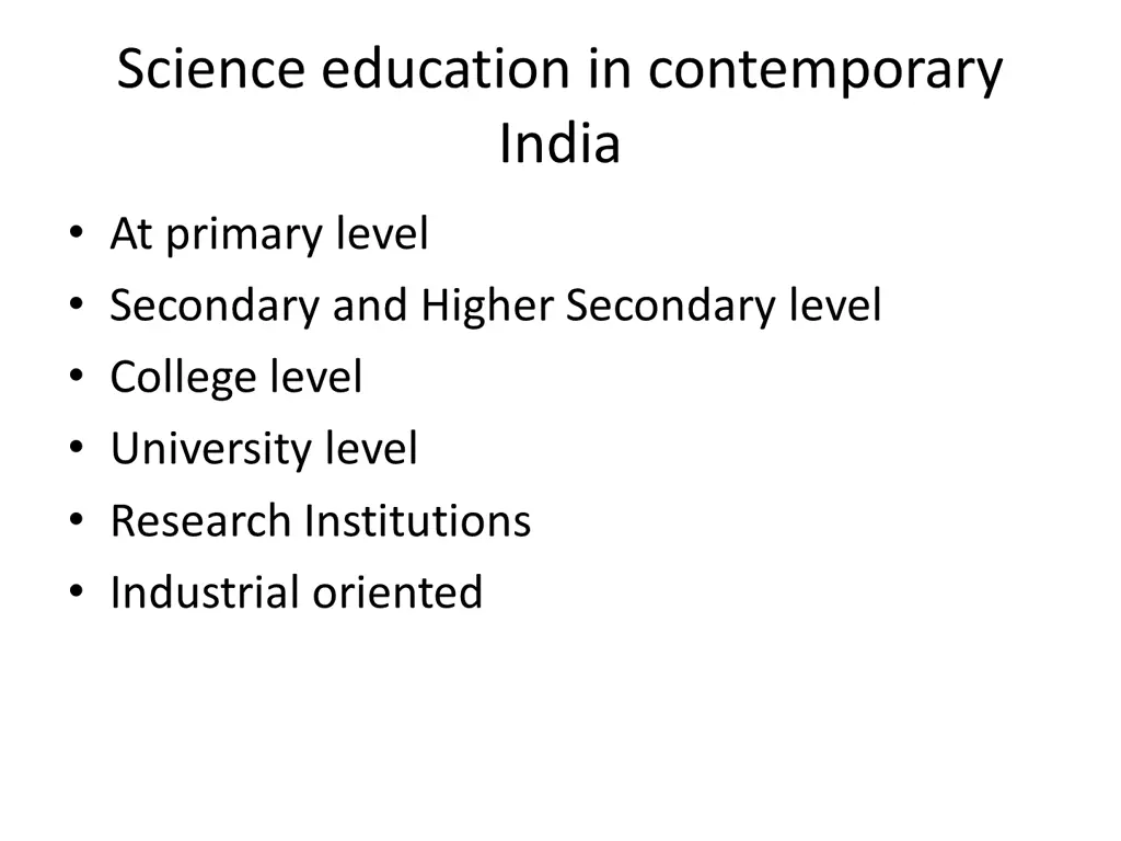 science education in contemporary india