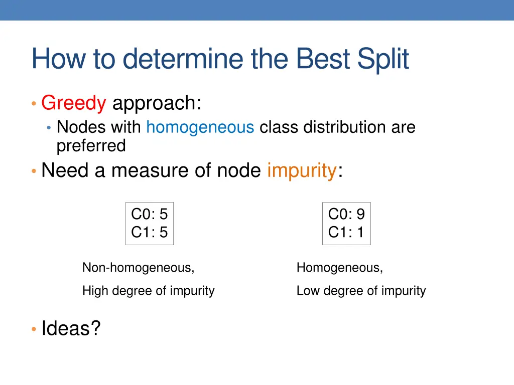 how to determine the best split 1