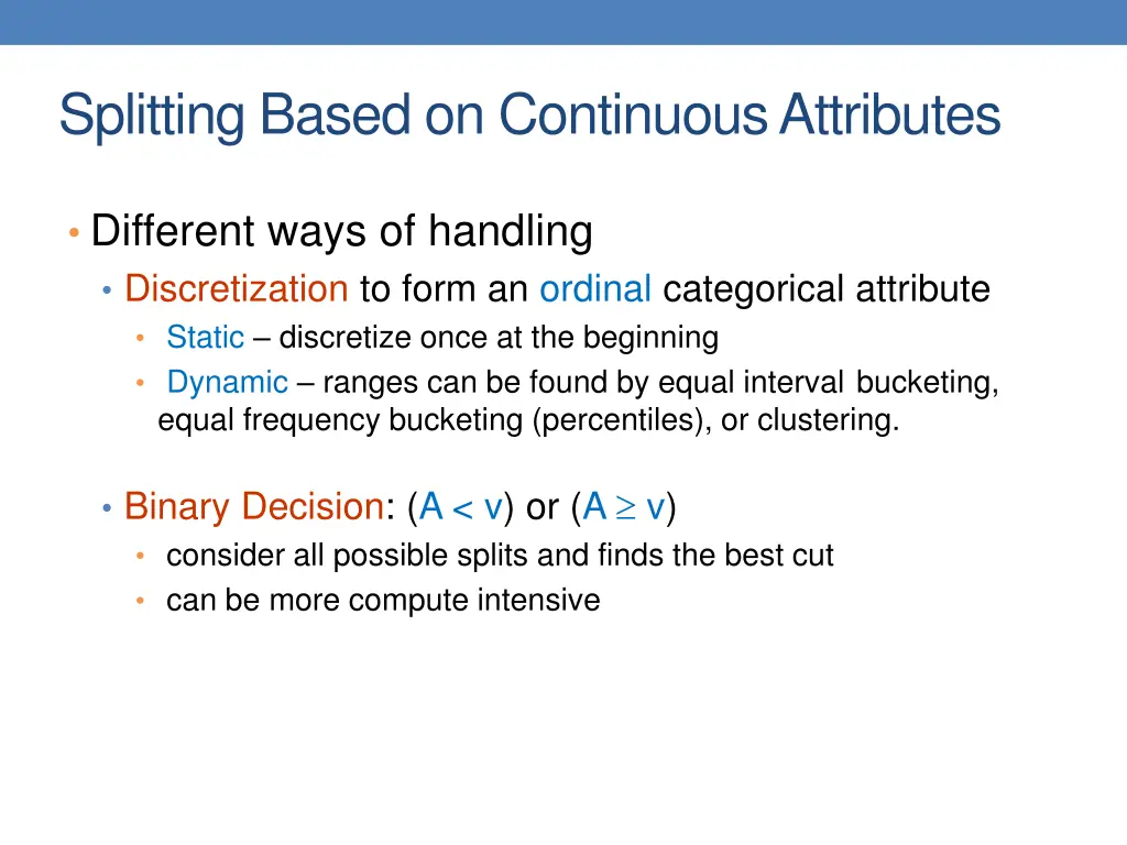 splitting based on continuous attributes