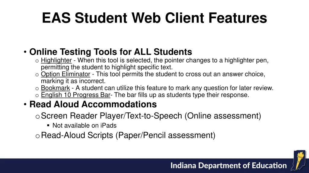 eas student web client features