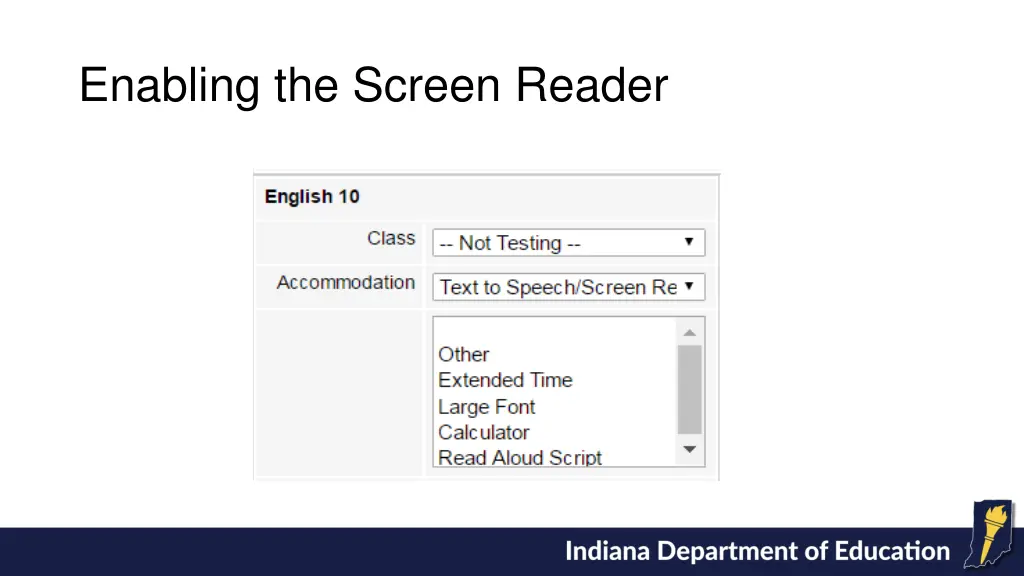 enabling the screen reader