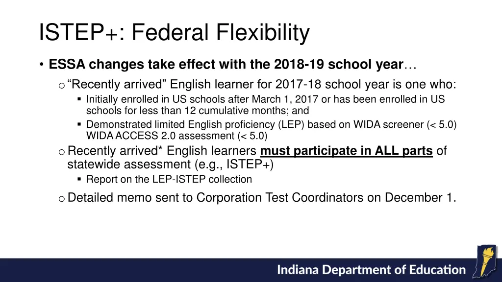 istep federal flexibility