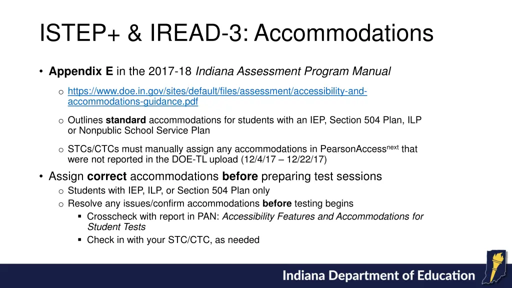 istep iread 3 accommodations