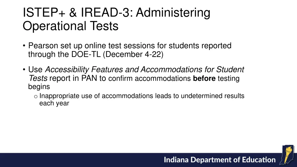 istep iread 3 administering operational tests
