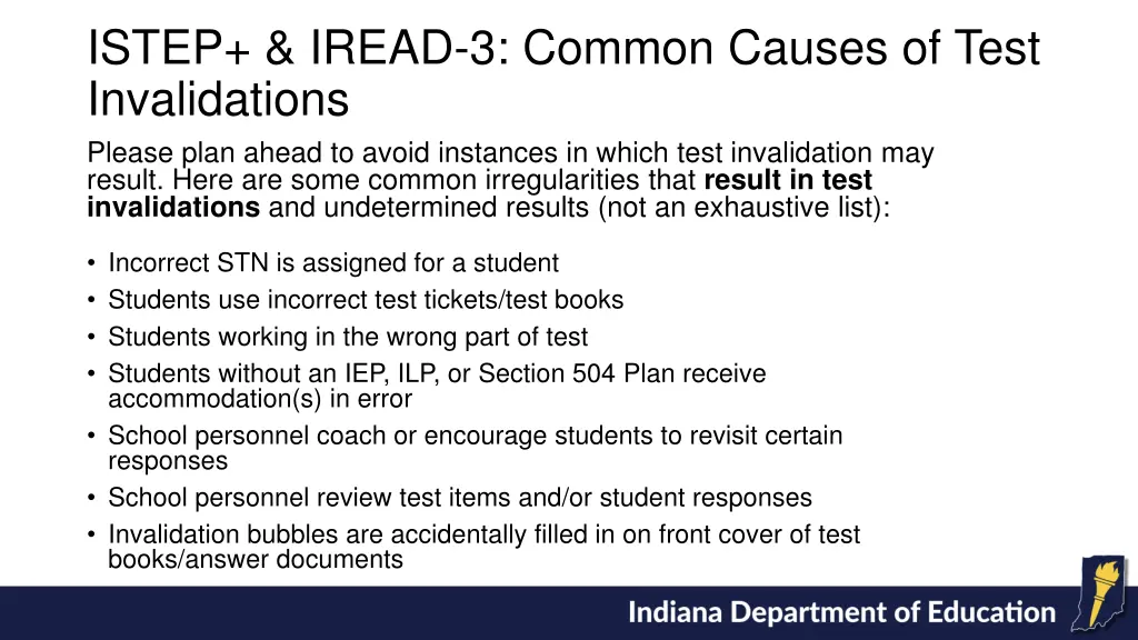 istep iread 3 common causes of test invalidations