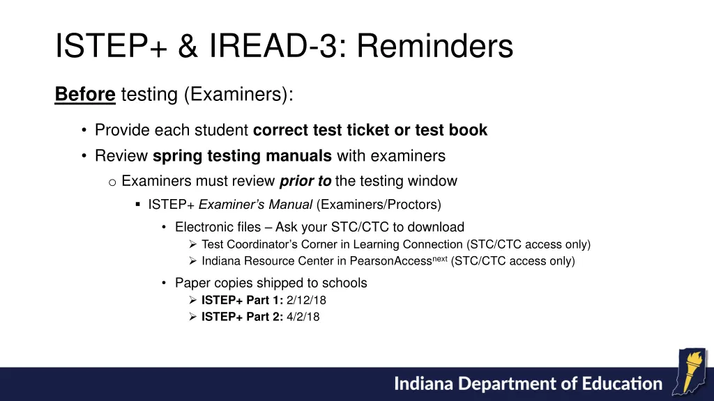 istep iread 3 reminders