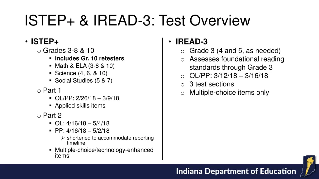 istep iread 3 test overview