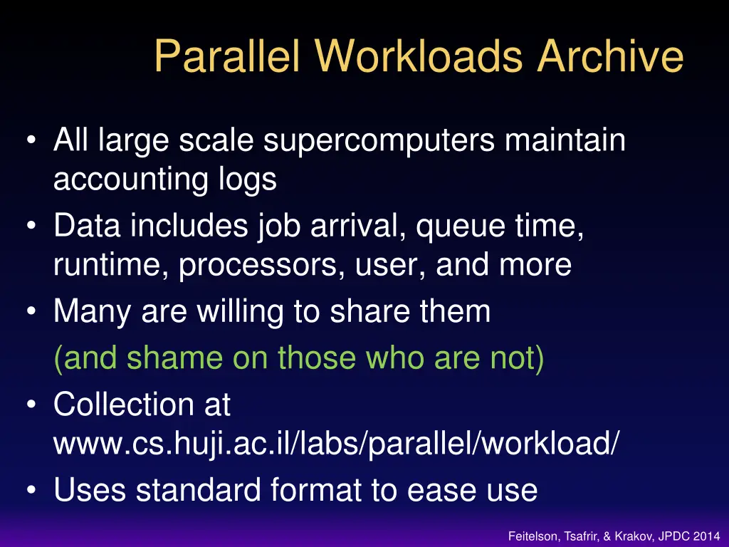parallel workloads archive