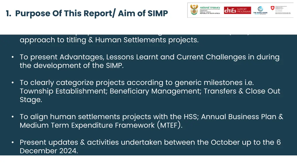 1 purpose of this report aim of simp