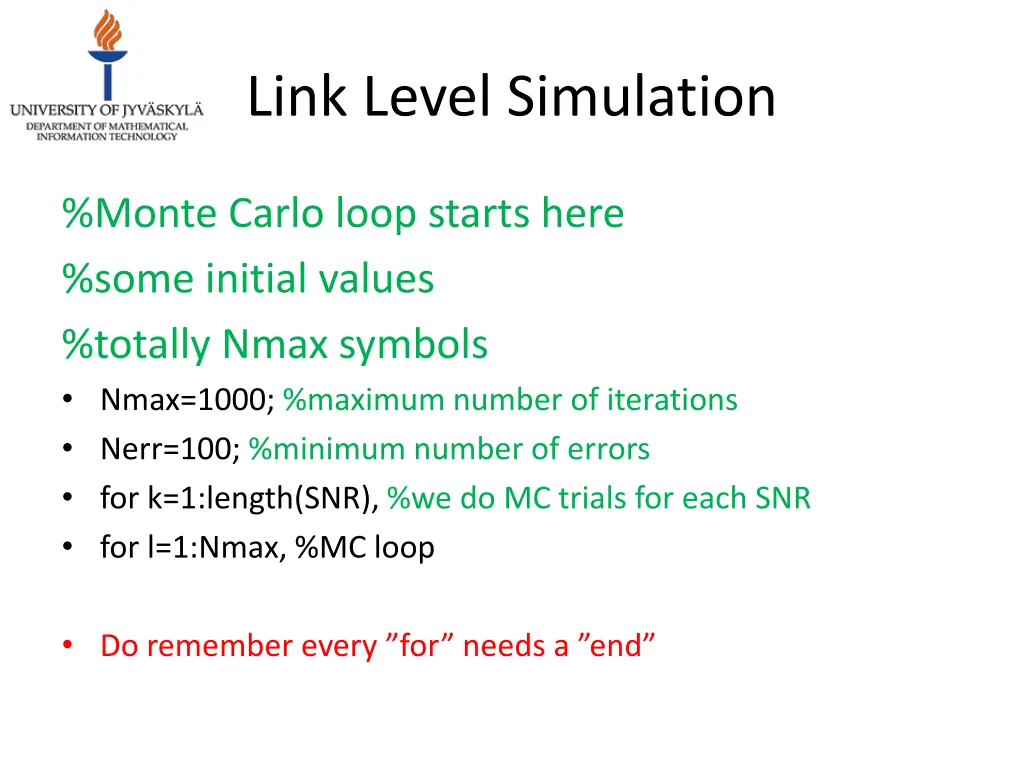 link level simulation 1