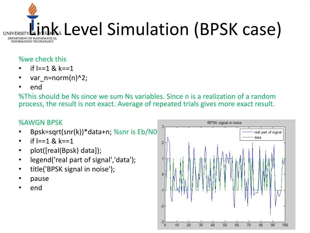 link level simulation bpsk case 1