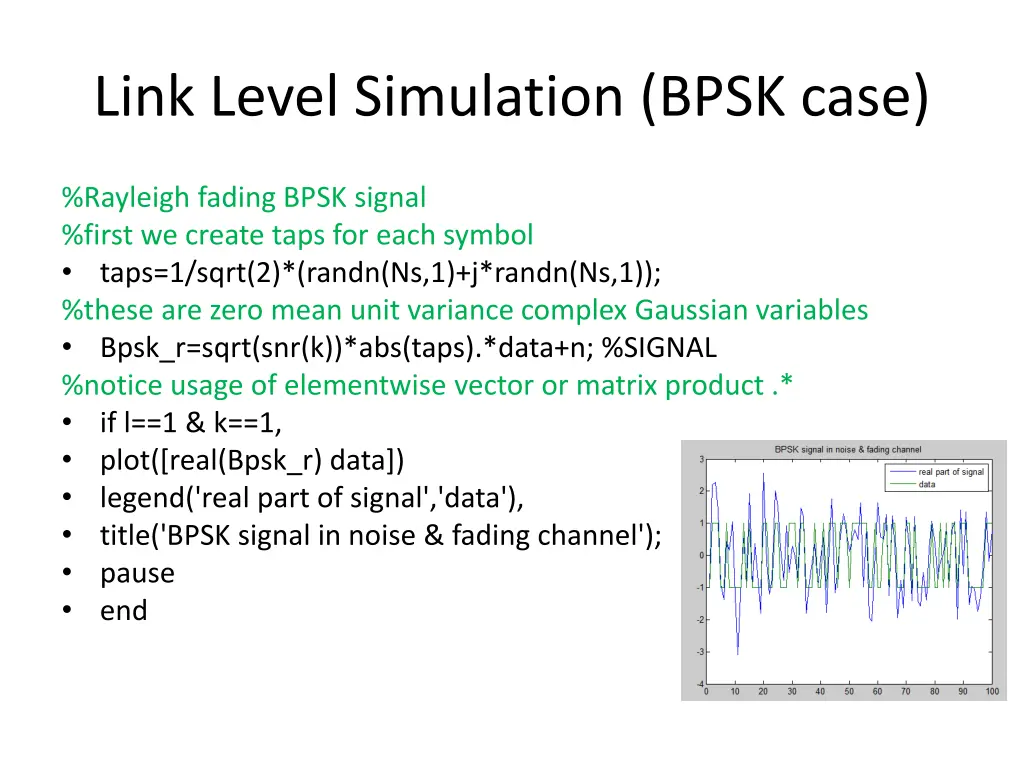 link level simulation bpsk case 2