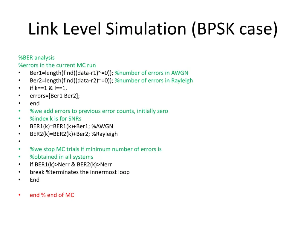 link level simulation bpsk case 6