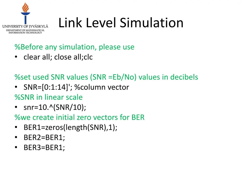 link level simulation