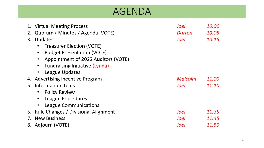 agenda