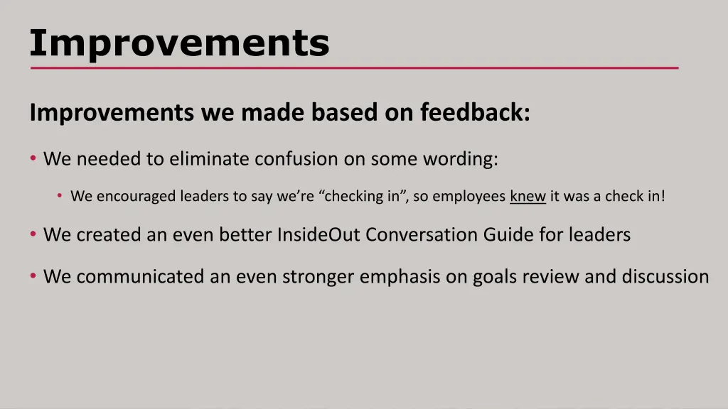 improvements