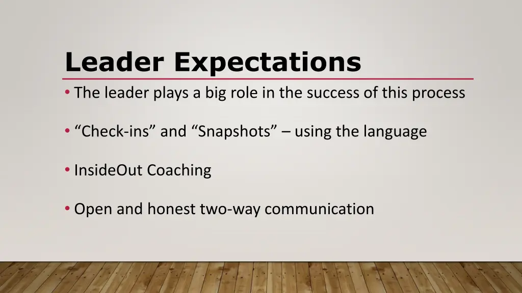 leader expectations the leader plays a big role