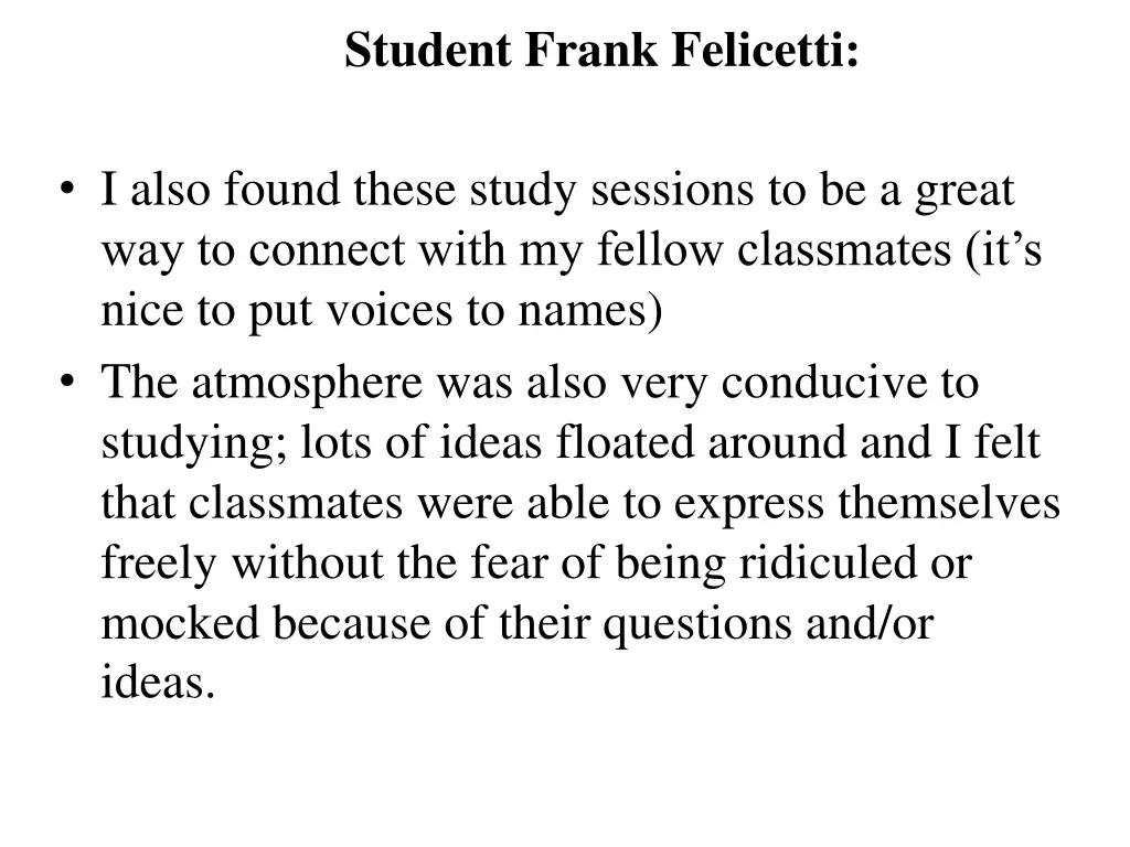student frank felicetti