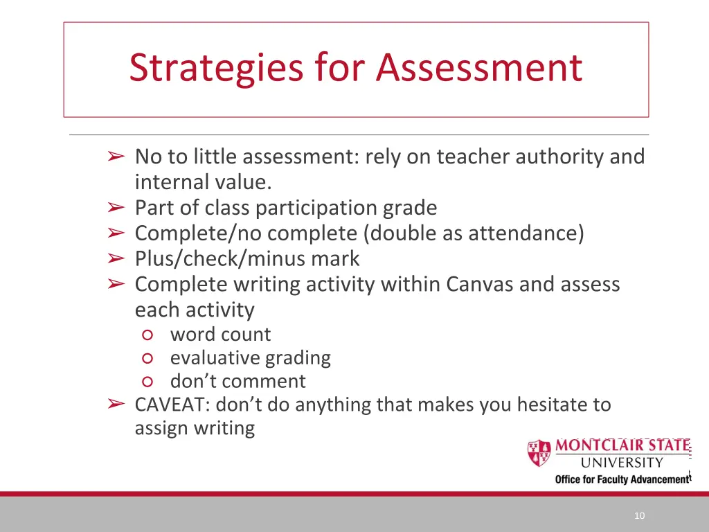 strategies for assessment