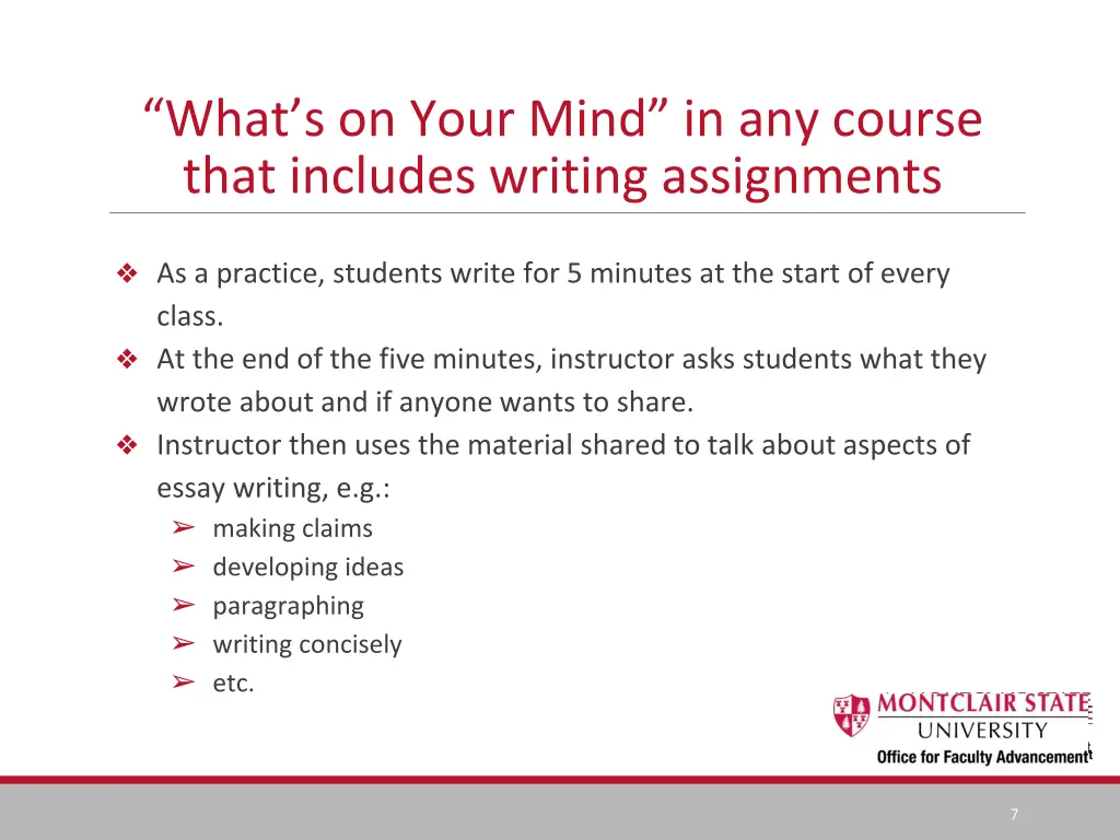 what s on your mind in any course that includes