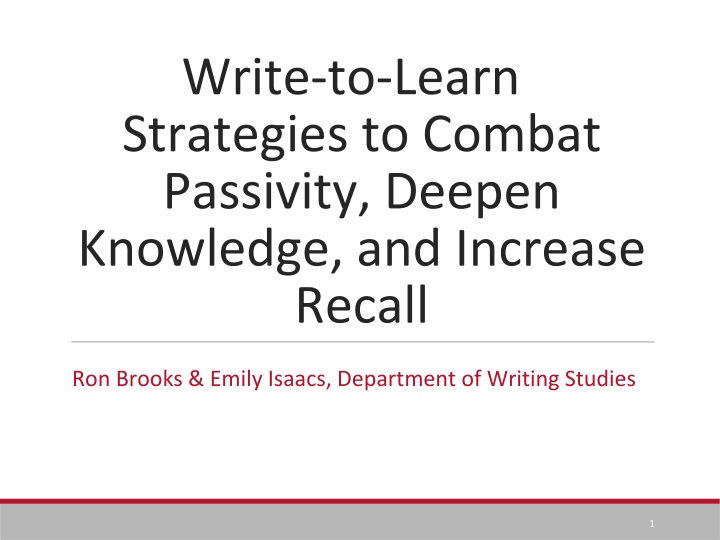 write to learn strategies to combat passivity