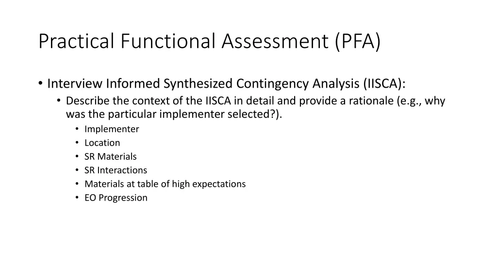 practical functional assessment pfa 1