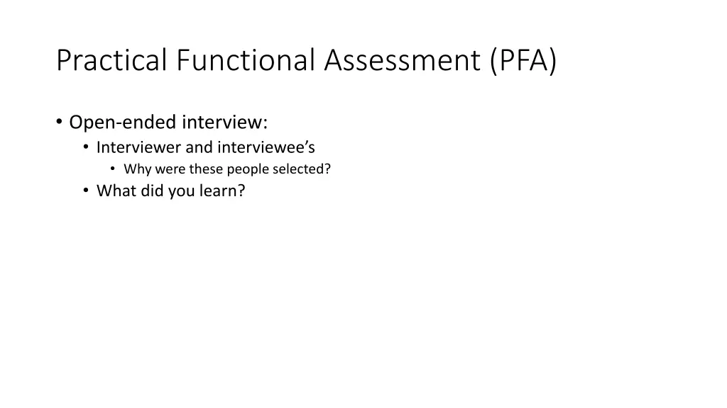 practical functional assessment pfa
