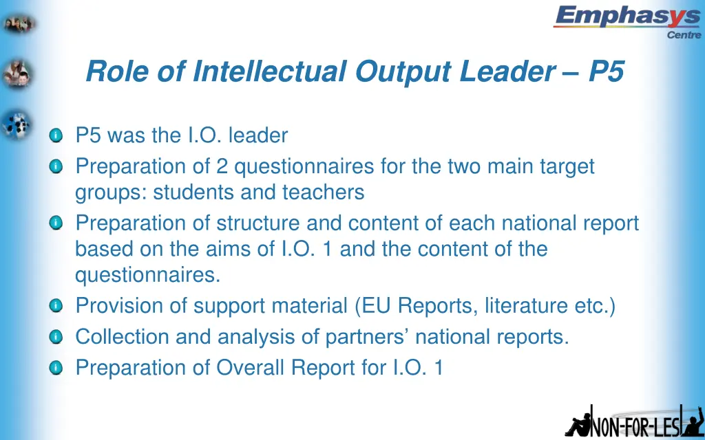 role of intellectual output leader p5