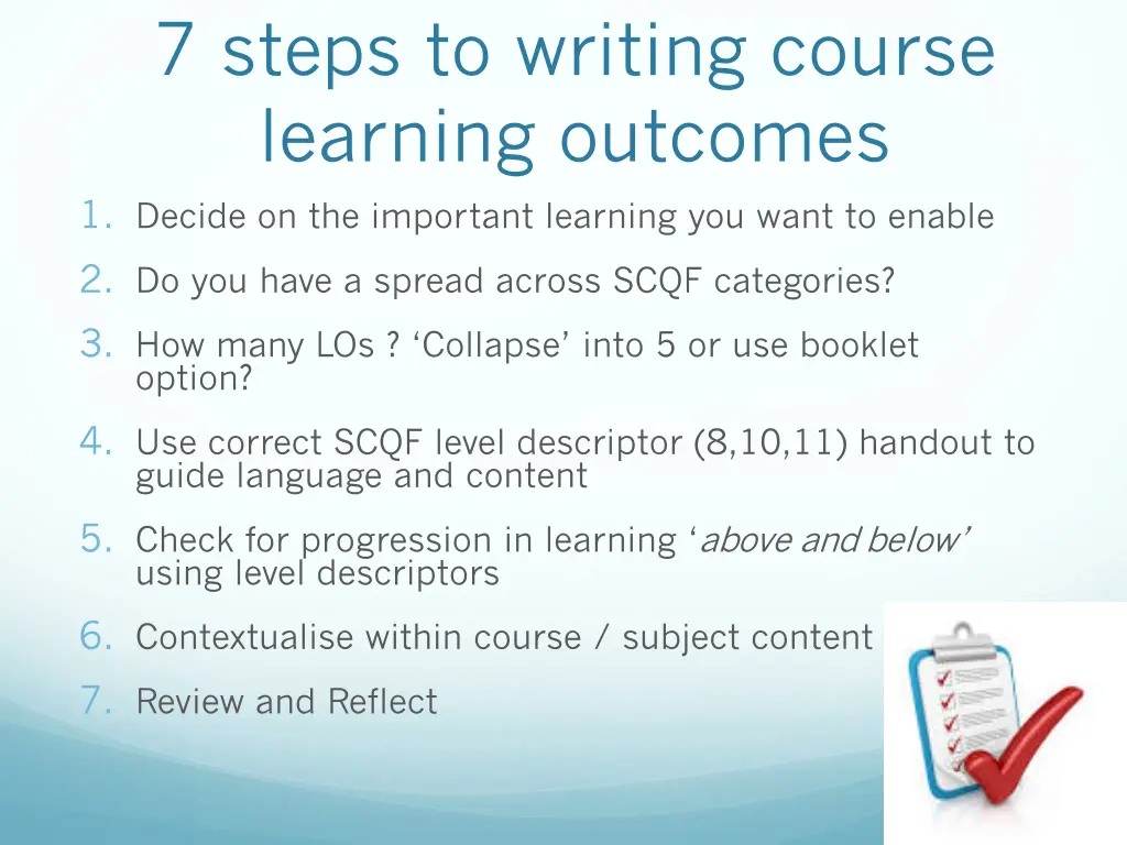 7 steps to writing course learning outcomes