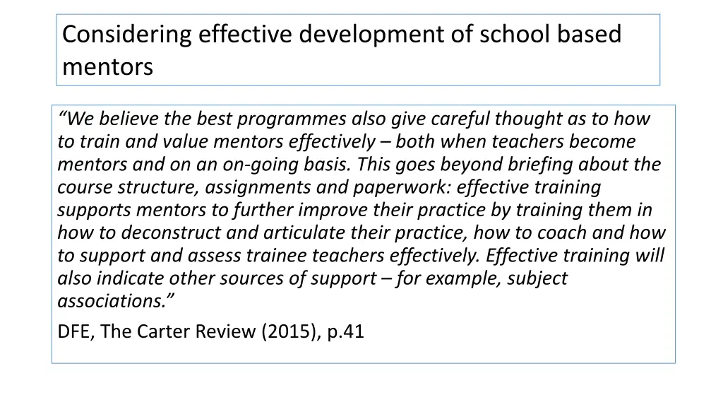 considering effective development of school based