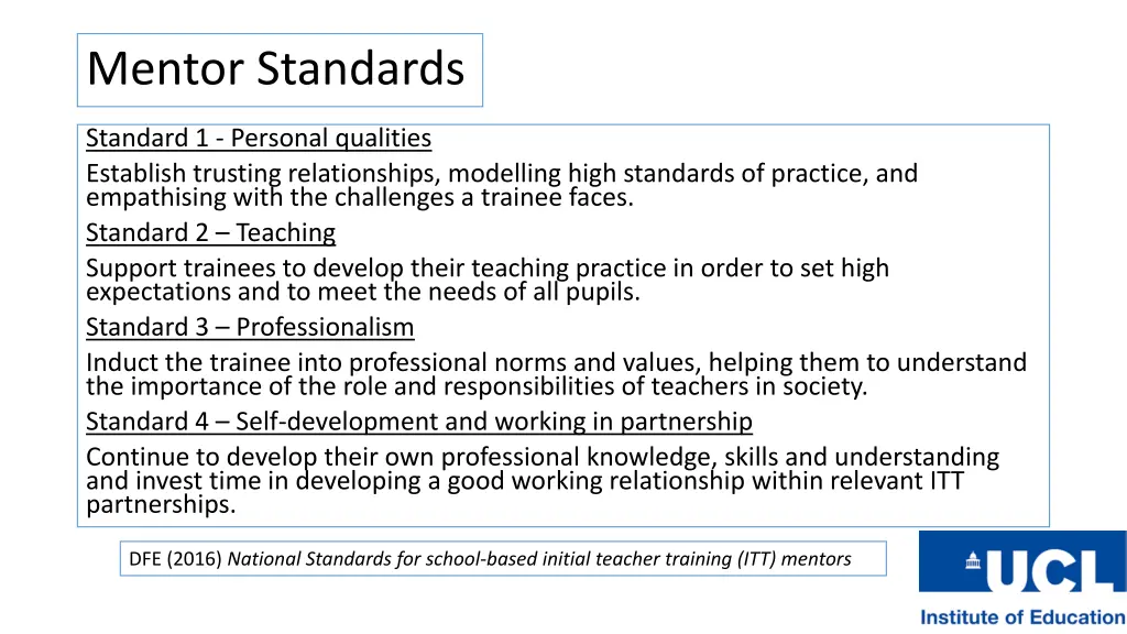 mentor standards