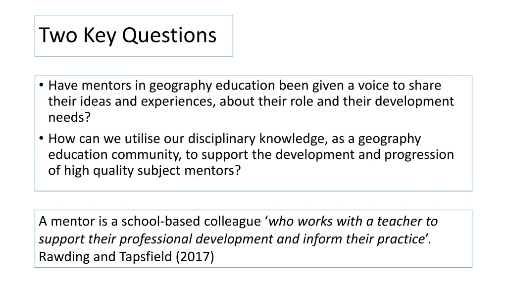 two key questions