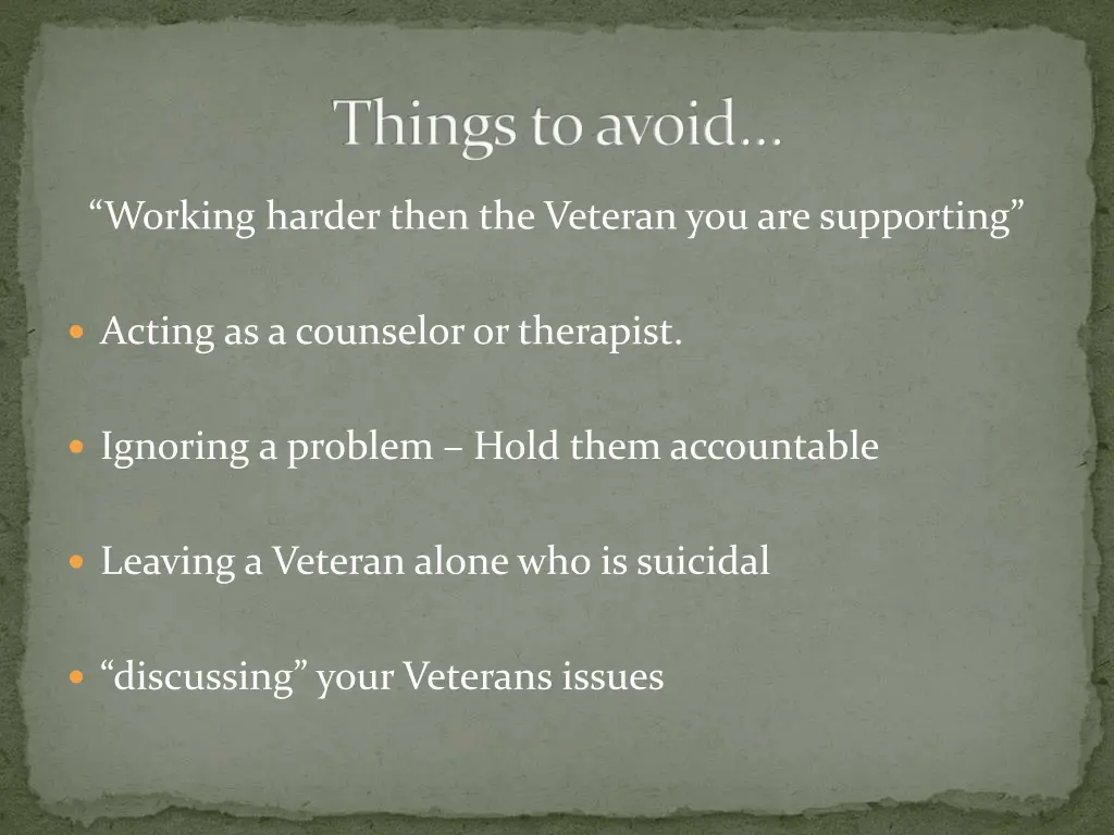 things to avoid