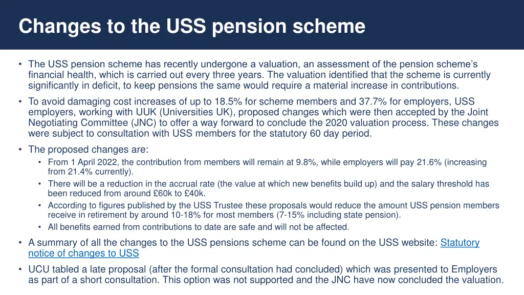 changes to the uss pension scheme