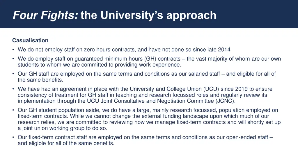 four fights the university s approach 2