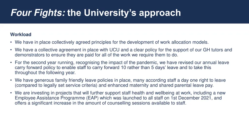 four fights the university s approach 3