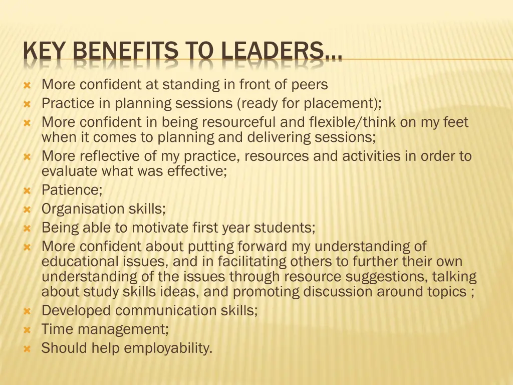 key benefits to leaders