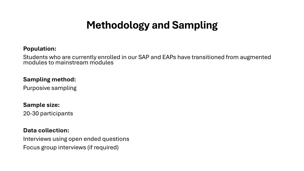 methodology and sampling