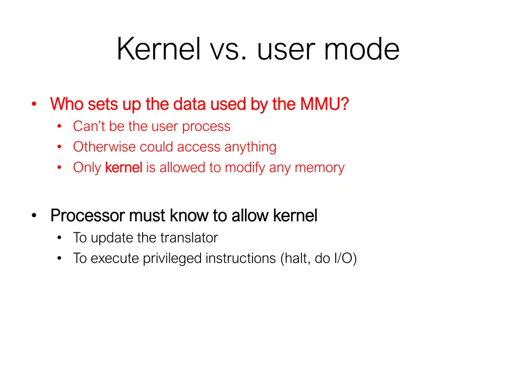 kernel vs user mode