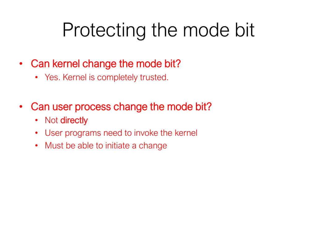 protecting the mode bit