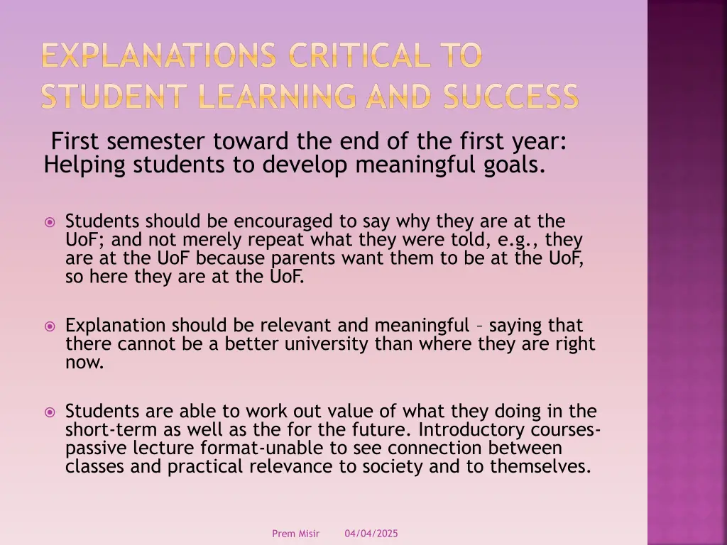 explanations critical to student learning