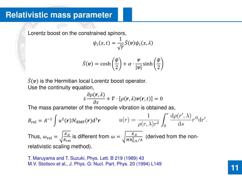 relativistic mass parameter