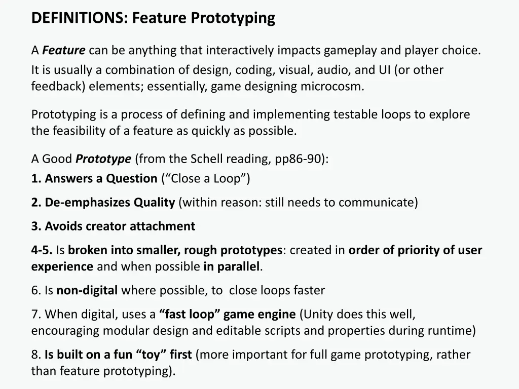 definitions feature prototyping