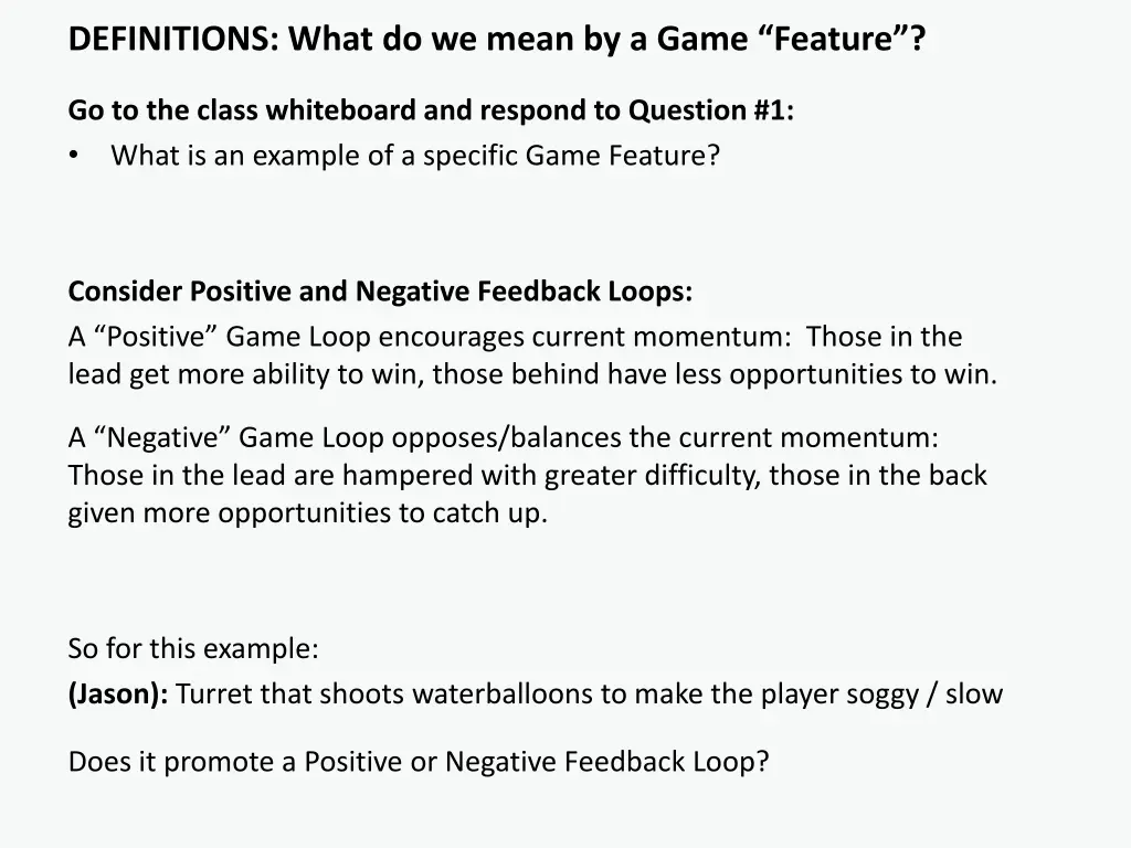 definitions what do we mean by a game feature