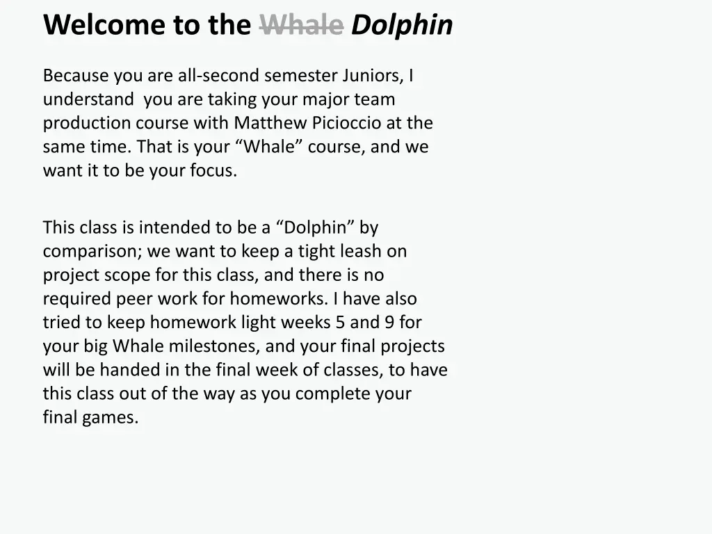 welcome to the whale dolphin